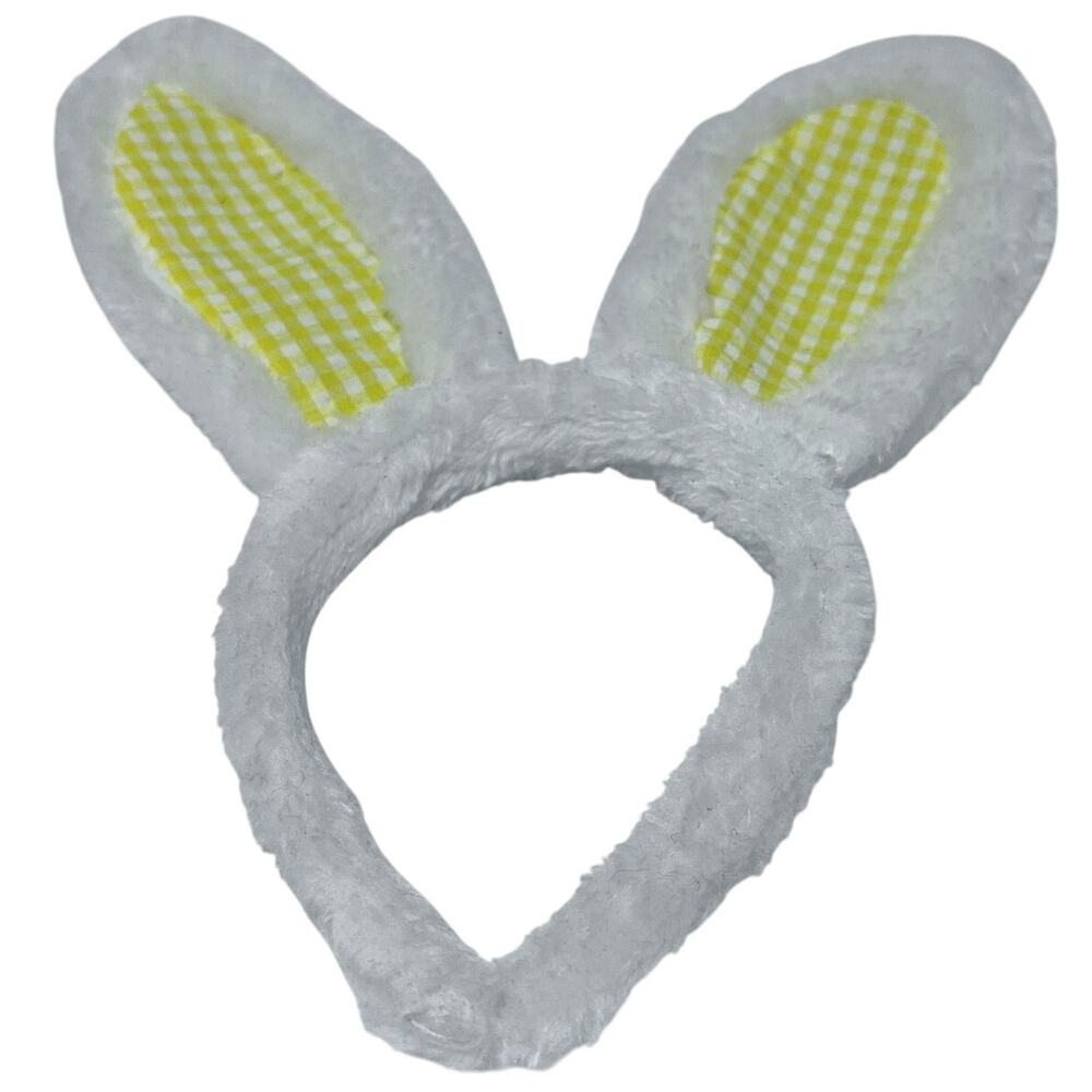 Yellow Gingham Easter Bunny Ears Headband Costume Accessory Adult & Child Size
